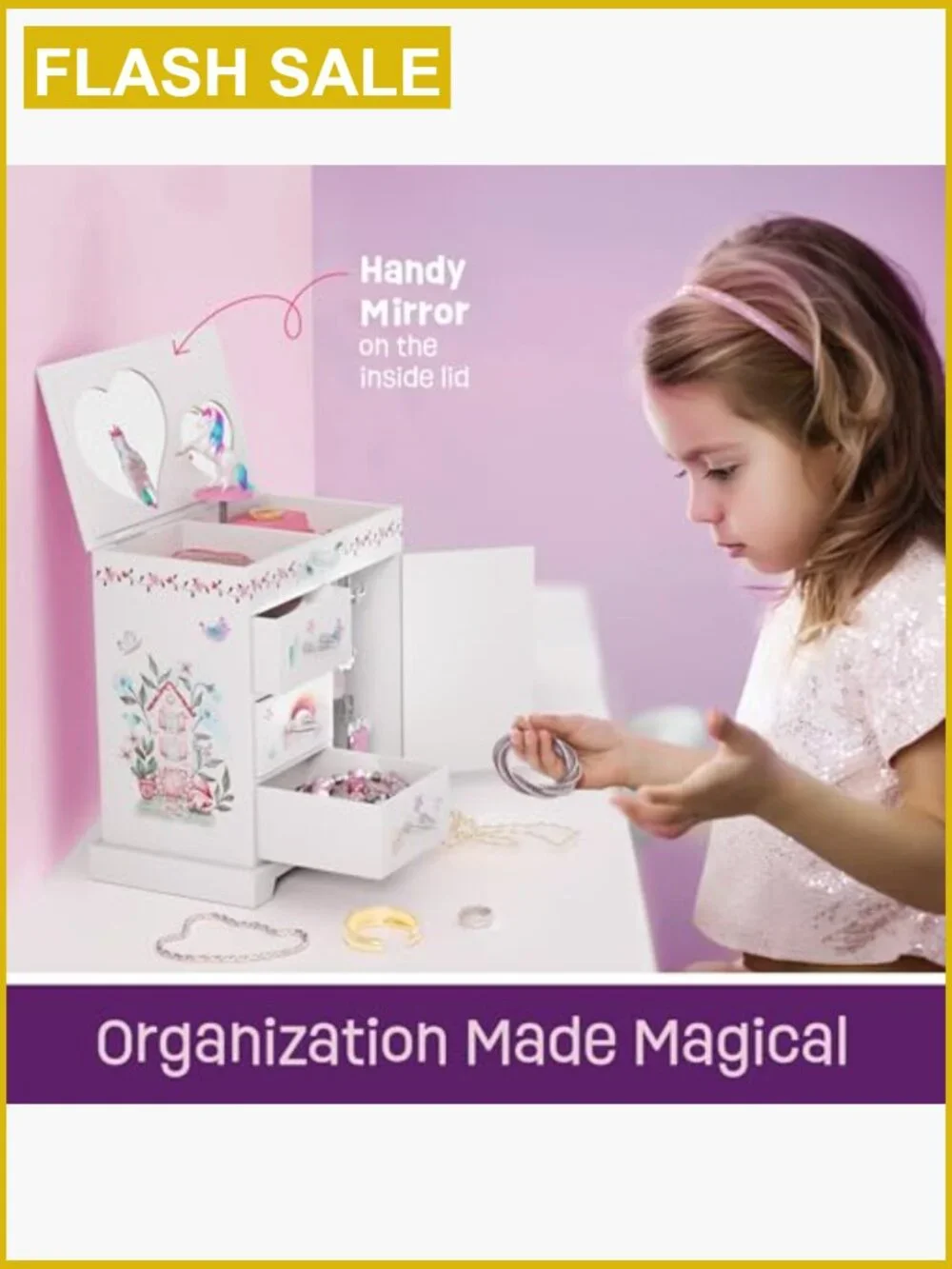 Unicorn Musical Jewelry Box for Kids - Girls Ages 3-8